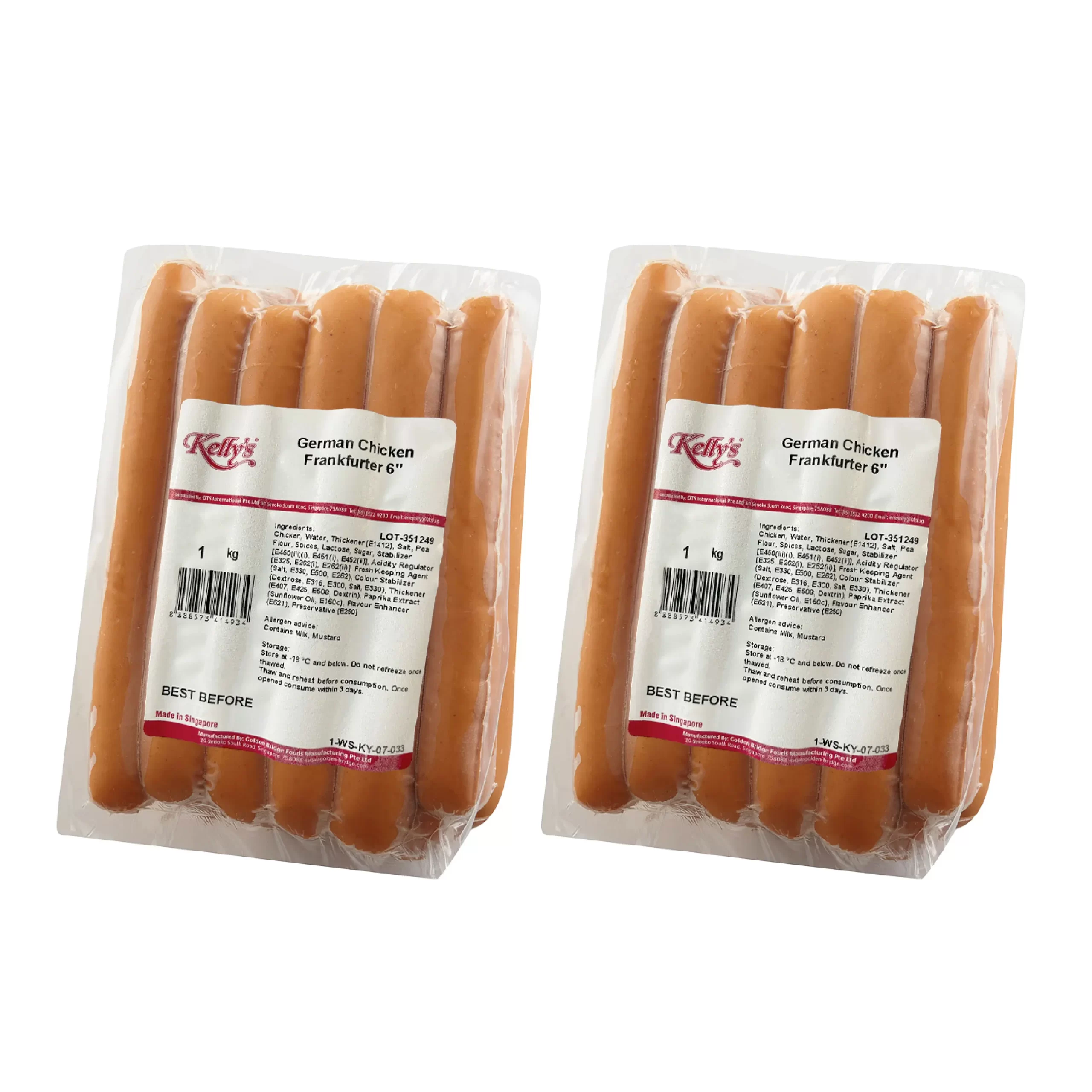 Bundle Of 2 Kellys German Chicken Frankfurter 6 1kg Scaled Scaled